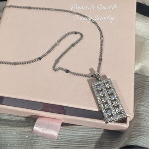 💋 Elegant Double Row Sparkle Bar Pendant necklace